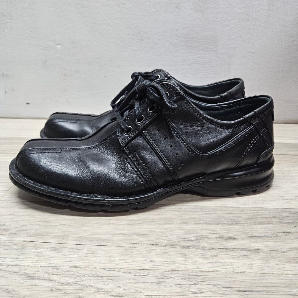 Clarks Black Touareg Oxford Leather Shoes Mens Size 13 Bicycle Toe